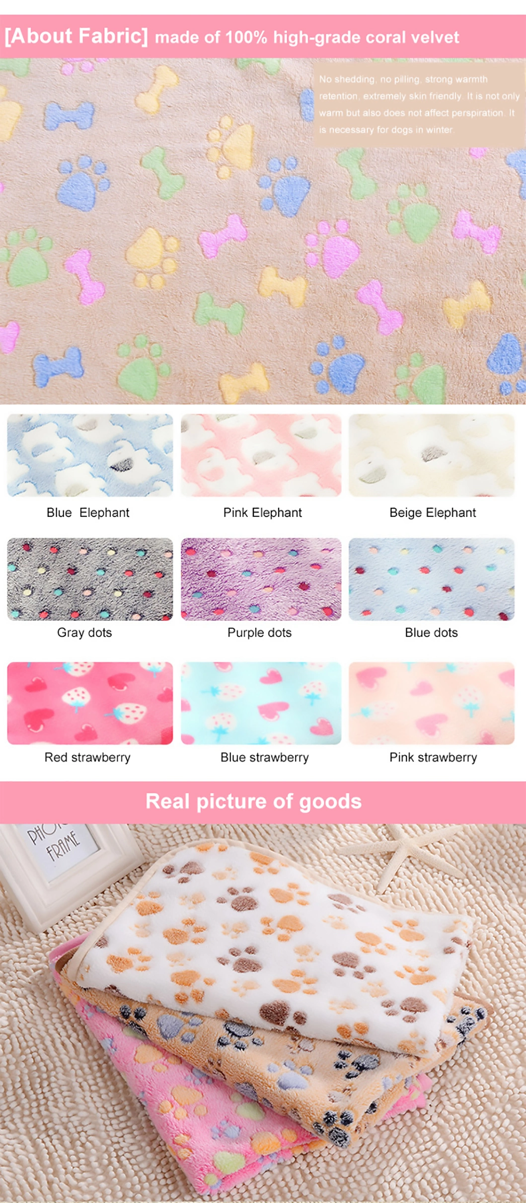 Wholesale Soft Warm Coral Velvet Dog Blanket