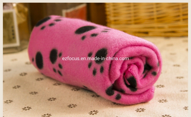 Pet Blanket for Dog Cat Animal Fleece Black Paw Print Warm Sleep Mat Fabric Indoors Outdoors Wbb10698